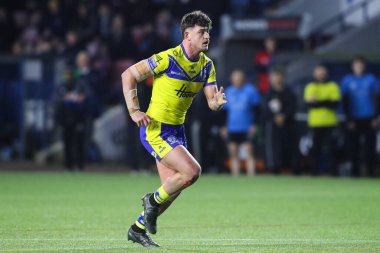 Warrington Wolves takımından Jordy Crowther 15 Mart 2025 'te İngiltere' nin Widnes şehrinde oynanan Betfred Challenge Cup maçında Widnes Vikings vs Warrington Wolves 'a karşı