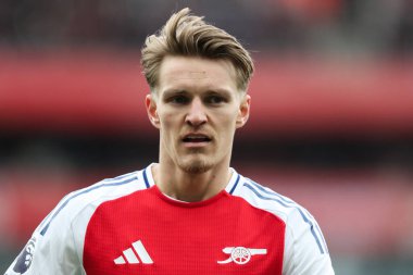 Arsenal 'den Martin degaard Premier Lig maçı sırasında Arsenal, Chelsea' ye karşı Emirates Stadyumu, Londra, İngiltere, 16 Mart 2025