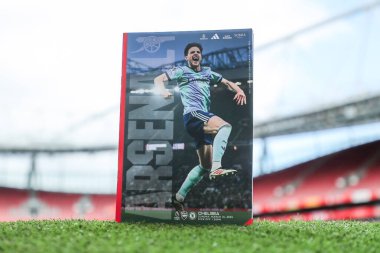 Arsenal 'den Declan Rice, 16 Mart 2025' te İngiltere 'nin Emirates Stadyumu' nda oynanan Premier League karşılaşması öncesinde oynanan maç programında yer aldı.