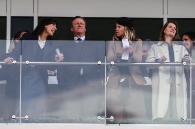 Cheltenham Festivali 2025 Altın Kupa Günü sırasında eski Başbakan David Cameron Cheltenham, Cheltenham, Birleşik Krallık 'ta 14 Mart 2025