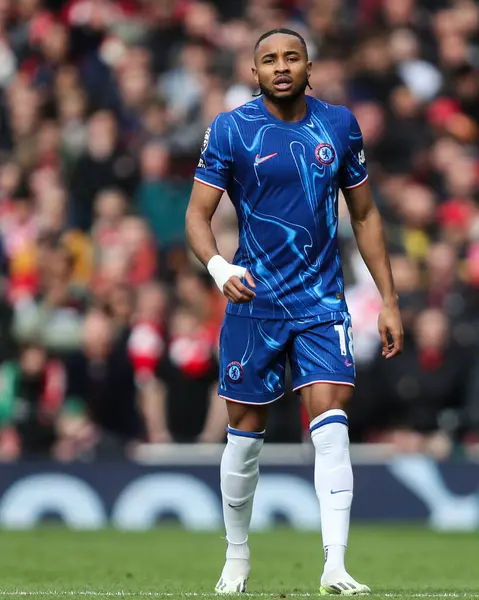 Chelsea 'den Christopher Nkunku 16 Mart 2025' te Emirates Stadyumu 'nda oynanan Premier League karşılaşmasında Arsenal Chelsea' ye karşı.