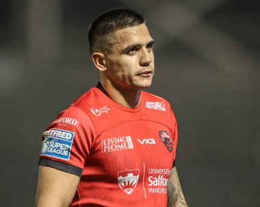Salford Red Devils 'den Jayden Nikorima 5. Salford Red Devils - Huddersfield Giants maçında Salford Community Stadyumu, Eccles, İngiltere, 20 Mart 2025