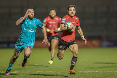 Salford Red Devils takımından Chris Atkin, Salford Community Stadyumu, Eccles, Birleşik Krallık 'ta oynanan Salford Red Devils - Huddersfield Giants maçında 5.