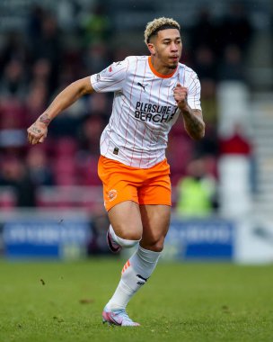 Blackpool 'dan Jordan Lawrence-Gabriel, 22 Mart 2025' te Northampton Town, Northampton Stadyumu 'nda Blackpool' a karşı oynanan Sky Bet 1 maçı sırasında hareket halindeydi.