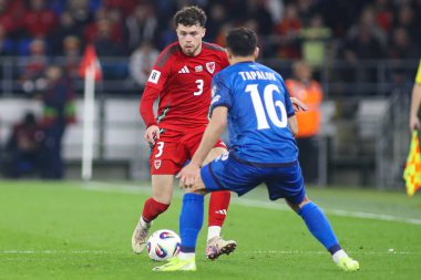 Galler 'den Neco Williams FIFA Dünya Kupası elemeleri sırasında J Grubu Cardiff City Stadyumu' nda Galler - Kazakistan maçında, 22 Mart 2025