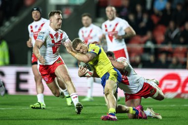 Warrington Wolves takımından Matt Dufty, Betfred Süper Lig 5. Raundu 'nda St. Helens - Warrington Wolves maçında St. Helens, St Helens, Birleşik Krallık, 21 Mart 2025