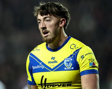 Warrington Wolves takımından Matty Ashton 5. Betfred Süper Lig karşılaşmasında St Helens 'e karşı Warrington Wolves, St Helens Stadyumu, 21 Mart 2025