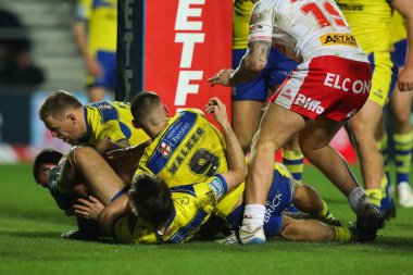 St. Helens 'den Morgan Knowles, Betfred Süper Lig 5. Raundunda skor 6-8 oldu. St Helens-Warrington Wolves maçında, St Helens-Wicked Stadyumu, St Helens, Birleşik Krallık, 21 Mart 2025