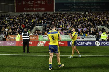 Warrington Wolves 'tan Toby King, 21 Mart 2025' te St Helens - Warrington Wolves maçında Betfred Süper Lig 5. Maçı 'nı kazanmasını kutluyor.