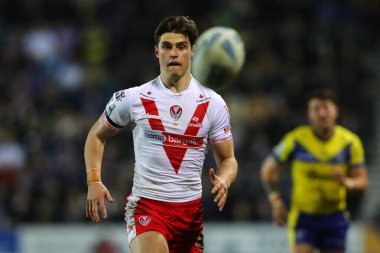 St. Helens 'den Jon Bennison, Betfred Süper Lig 5. Raundunda St Helens' e karşı Warrington Wolves maçı sırasında St Helens, St Helens, Birleşik Krallık 'ta 21 Mart 2025' te maç yapıyor.