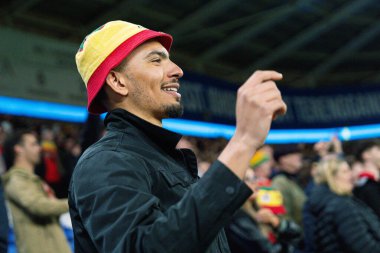 Galli taraftarlar FIFA Dünya Kupası elemeleri sırasında J Grubu Cardiff City Stadyumu, Cardiff, Birleşik Krallık 'ta Galler - Kazakistan maçında, 22 Mart 2025