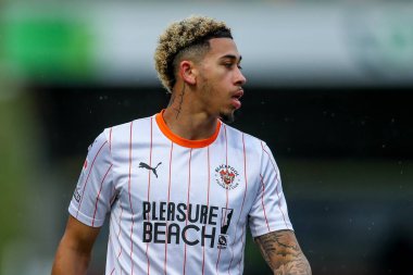 Blackpool 'dan Jordan Lawrence-Gabriel, 22 Mart 2025' te İngiltere 'deki Sixfields, Northampton Stadyumu' nda oynanan Northampton Town-Blackpool maçında maçı izliyor.