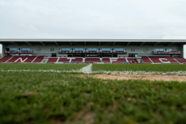 Sixfields Stadyumu, 22 Mart 2025 tarihinde İngiltere 'nin Northampton şehrindeki Sixfields Stadyumu' nda oynanan Northampton Town-Blackpool maçından önceki maçın genel görüntüsü.