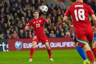 FIFA Dünya Kupası elemeleri sırasında Galler 'den Dan James, Cardiff City Stadyumu' nda Galler - Kazakistan maçında, 22 Mart 2025