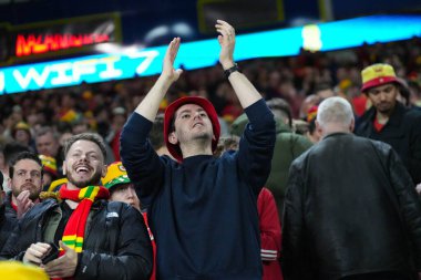 Galli taraftarlar FIFA Dünya Kupası elemeleri sırasında J Grubu Cardiff City Stadyumu, Cardiff, Birleşik Krallık 'ta Galler - Kazakistan maçında, 22 Mart 2025