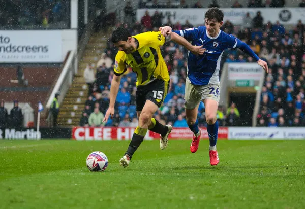 Harrogate Town 'dan Anthony O' Connor, Chesterfield 'li Jenson Metcalf ile 22 Mart 2025' te SMH Group Stadiumact Stadyumu 'nda oynanan 2.