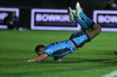 Hull FC 'den Aidan Sezer, 27 Mart 2025' te İngiltere 'nin Castleford kentinde oynanan Betfred Süper Lig 6. Raundunda Castleford Tigers vs Hull FC maçına çıkıyor.