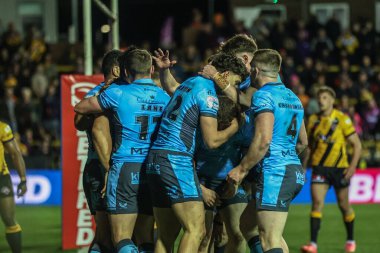 Hull FC 'den Herman Eseese, 27 Mart 2025' te İngiltere 'nin Castleford kentinde oynanan Betfred Süper Lig 6. Raundunda Castleford Tigers vs Hull FC karşılaşmasını kutluyor.