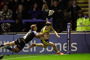 Warrington Wolves 'tan Jake Thewlis, 28 Mart 2025' te Warrington, İngiltere 'deki Halliwell Jones Stadyumu' nda oynanan Warrington Wolves - Leeds Rhinos maçında şansını deneyecek.