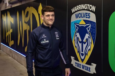 Warrington Wolves 'tan Josh Thewlis, 28 Mart 2025' te İngiltere 'nin Warrington şehrindeki Halliwell Jones Stadyumu' nda oynanan 6.