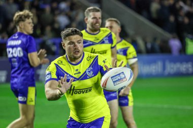 Warrington Wolves 'tan Joe Philbin, Betfred Süper Lig 6. raundunda ısınma turunda Warrington Wolves ve Leeds Rhinos' a karşı Halliwell Jones Stadyumu, Warrington, Birleşik Krallık, 28 Mart 2025