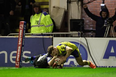 Warrington Wolves 'tan Jake Thewlis, 28 Mart 2025' te Warrington, İngiltere 'deki Halliwell Jones Stadyumu' nda oynanan Warrington Wolves - Leeds Rhinos maçında şansını deneyecek.