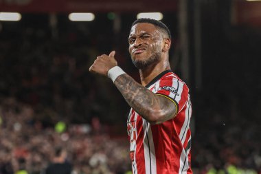 Sheffield United takımından Tyrese Campbell, 28 Mart 2025 'te Sheffield, İngiltere' deki Bramall Lane Coventry City 'de oynanan Sky Bet Şampiyonası maçında 2-0' lık galibiyetini kutluyor.