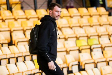 Norwich City 'den Jack Stacey, 29 Mart 2025' te Norwich City, Norwich Road, Norwich, İngiltere 'de Batı Bromwich Albion maçından önce Carrow Road' a vardı.