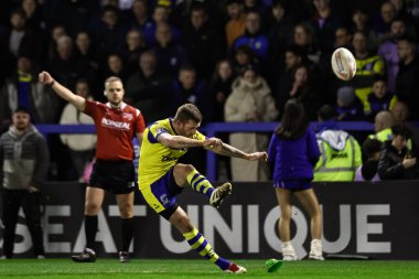 Warrington Wolves 'tan Marc Sneyd, 28 Mart 2025' te İngiltere 'nin Warrington kentinde oynanan 6. Betfred Süper Lig karşılaşmasında Warrington Wolves - Leeds Rhinos maçında gol attı.