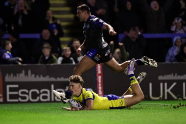 Warrington Wolves takımından Arron Lindop, 28 Mart 2025 'te İngiltere' nin Warrington kentinde oynanan 6. Betfred Süper Lig karşılaşmasında Warrington Wolves - Leeds Rhinos maçına çıkıyor.