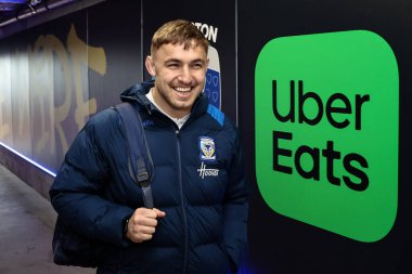 Warrington Wolves takımından Sam Powell, 28 Mart 2025 'te Warrington Wolves - Leeds Rhinos maçında Warrington Stadyumu, Warrington, İngiltere' de karşılaştı.