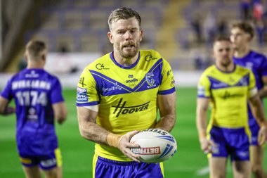 Warrington Wolves takımından Lachlan Fitzgibbon, 28 Mart 2025 'te Warrington' daki Halliwell Jones Stadyumu 'nda oynanan 6.