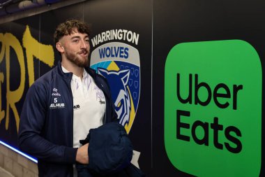 Warrington Wolves 'tan Matty Ashton, 28 Mart 2025' te İngiltere 'nin Warrington şehrindeki Halliwell Jones Stadyumu' nda oynanan 6.