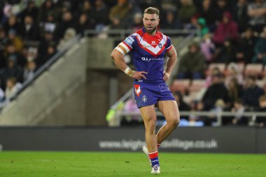Wakefield Trinity 'den Mike McMeeken, 28 Mart 2025' te Leigh Spor Köyü 'nde oynanan 6. Betfred Süper Lig karşılaşmasında tepki gösterdi.