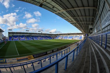 Halliwell Jones Stadyumu 'nun Betfred Süper Lig 6. Maçı sırasında Halliwell Jones Stadyumu' nda Warrington Wolves - Leeds Rhinos maçının genel görüntüsü, 28 Mart 2025