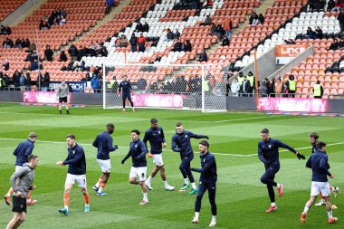 Blackpool 'dan James Husband maç öncesi ısınma oturumunda 21 Mart 2025' te Bloomfield Road, Blackpool 'da Blackpool ve Bolton Wanderers maçında