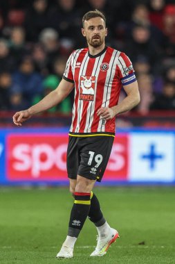 Sheffield United takımından Jack Robinson 28 Mart 2025 'te Sheffield United, Sheffield Lane, İngiltere' de Coventry City 'e karşı oynadığı maçta