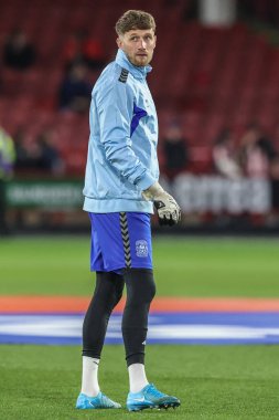 Coventry City 'den Bradley Collins maç öncesi ısınma maçında Sheffield United ile Coventry City maçı sırasında Sheffield Lane, Sheffield, İngiltere, 28 Mart 2025