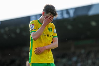 Norwich City 'den Kellen Fisher, 29 Mart 2025' te Norwich City 'nin Carrow Road, Norwich' te oynadığı Norwich City - West Bromwich Albion maçında tepki gösterdi.