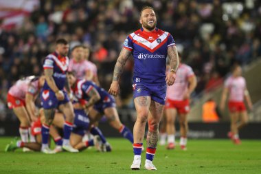 Wakefield Trinity takımından Josh Griffin, 28 Mart 2025 'te Leigh Spor Köyü' nde oynanan 6. Betfred Süper Lig karşılaşmasında tepki gösterdi.