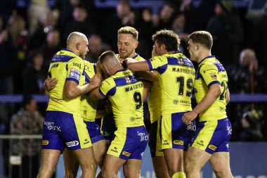 Warrington Wolves takımından Arron Lindop, 28 Mart 2025 'te Warrington, Warrington, İngiltere' deki Halliwell Jones Stadyumu 'nda oynanan 6.