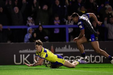 Warrington Wolves takımından Arron Lindop, 28 Mart 2025 'te İngiltere' nin Warrington kentinde oynanan 6. Betfred Süper Lig karşılaşmasında Warrington Wolves - Leeds Rhinos maçına çıkıyor.