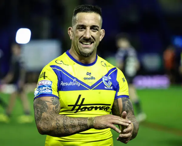 Warrington Wolves takımından Paul Vaughan, 28 Mart 2025 'te Warrington, İngiltere' deki Halliwell Jones Stadyumu 'nda oynanan 6.