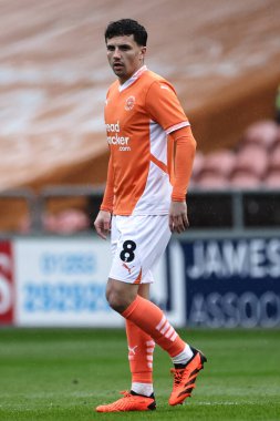 Blackpool takımından Albie Morgan 21 Mart 2025 'te Bloomfield Road, Blackpool' da oynanan Blackpool - Bolton Wanderers maçında