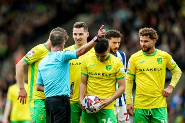 Norwich City 'den Kenny McLean, Sky Bet Şampiyonası maçında Hakem David Webb' e tepki gösterdi. Norwich City, Norwich Albion 'a karşı, Carrow Road, Norwich, Birleşik Krallık, 29 Mart 2025