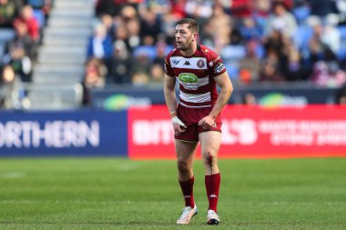 Wigan Warriors 'dan Jake Wardle, Betfred Süper Lig 6. Raundunda Wigan Warriors, Salford Red Devils' e karşı, The Brick Community Stadyumu, Wigan, İngiltere, 30 Mart 2025