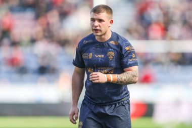 Salford Red Devils 'in Finley Yates' i Betfred Süper Lig 6. Raundunda Wigan Warriors 'a karşı Salford Red Devils maçı, The Brick Community Stadyumu, Wigan, İngiltere, 30 Mart 2025