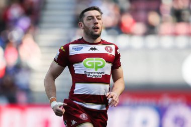Wigan Warriors 'dan Jake Wardle, Betfred Süper Lig 6. Raundunda Wigan Warriors, Salford Red Devils' e karşı, The Brick Community Stadyumu, Wigan, İngiltere, 30 Mart 2025