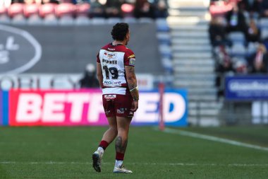 Wigan Warriors takımından Tyler Dupree, 30 Mart 2025 'te İngiltere' nin başkenti Wigan 'da oynanan The Brick Community Stadyumu' nda oynanan 6.