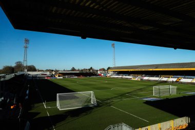 Cledara Abbey Stadyumu 'nun, 1 Nisan 2025' te Cledara Abbey Stadyumu 'nda oynanan Cambridge United - Wrexham maçından önceki genel görüntüsü.